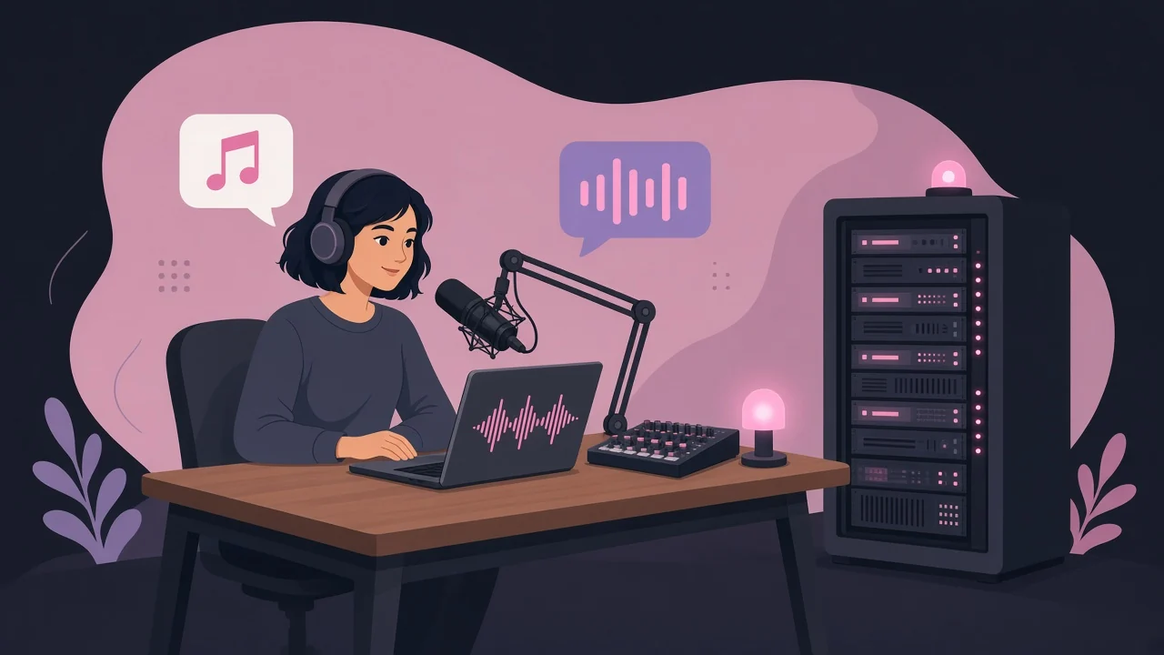 Icecast radio studio streaming illustration